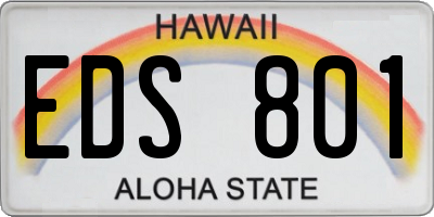 HI license plate EDS801