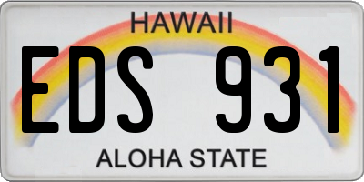 HI license plate EDS931