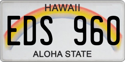 HI license plate EDS960