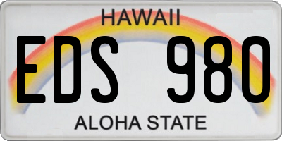 HI license plate EDS980