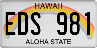 HI license plate EDS981