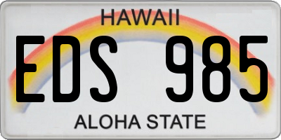HI license plate EDS985