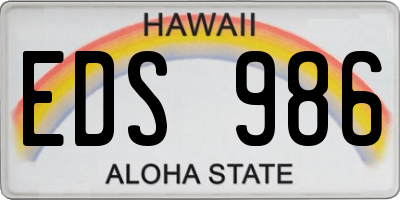 HI license plate EDS986