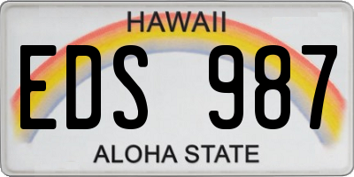 HI license plate EDS987