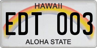 HI license plate EDT003