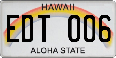 HI license plate EDT006
