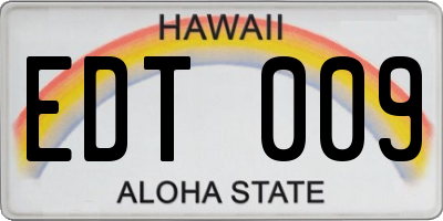 HI license plate EDT009