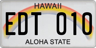 HI license plate EDT010