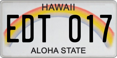 HI license plate EDT017