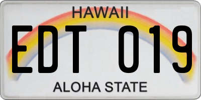 HI license plate EDT019