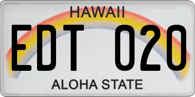 HI license plate EDT020