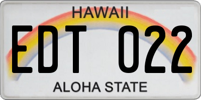 HI license plate EDT022
