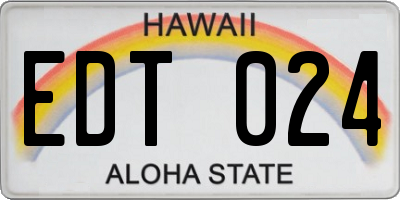 HI license plate EDT024