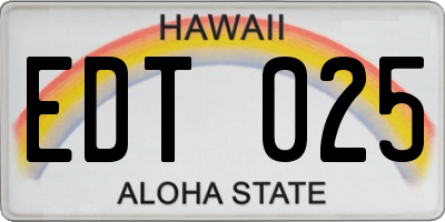 HI license plate EDT025