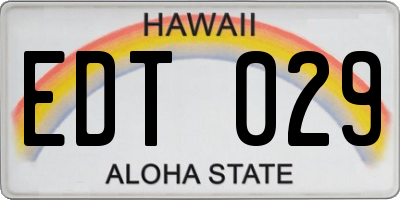 HI license plate EDT029