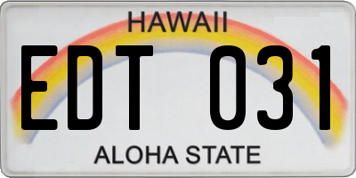 HI license plate EDT031