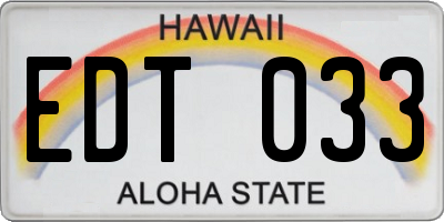 HI license plate EDT033