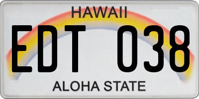 HI license plate EDT038