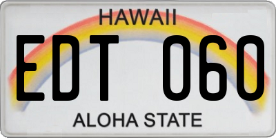 HI license plate EDT060