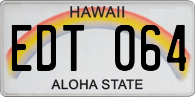 HI license plate EDT064