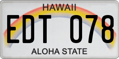 HI license plate EDT078