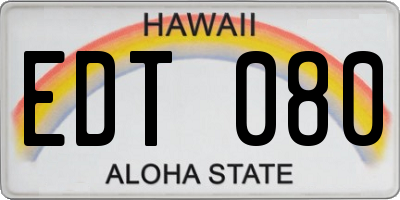 HI license plate EDT080