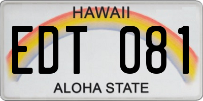 HI license plate EDT081