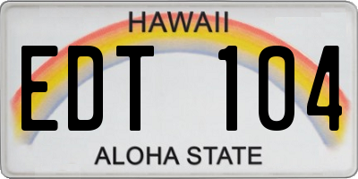 HI license plate EDT104