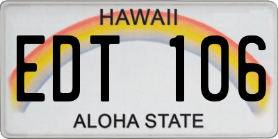HI license plate EDT106
