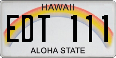 HI license plate EDT111