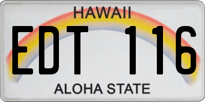HI license plate EDT116