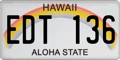HI license plate EDT136