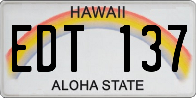 HI license plate EDT137