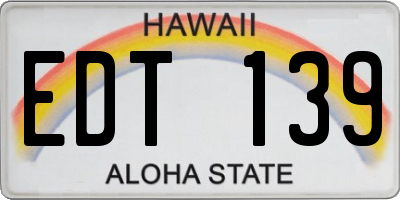 HI license plate EDT139