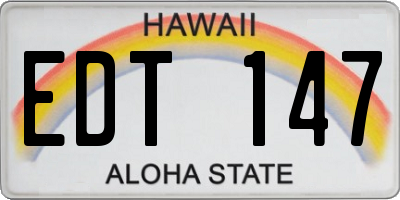 HI license plate EDT147
