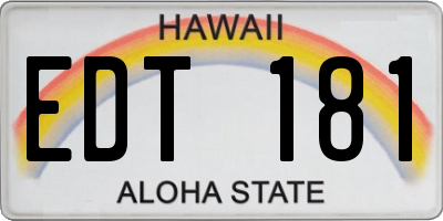 HI license plate EDT181