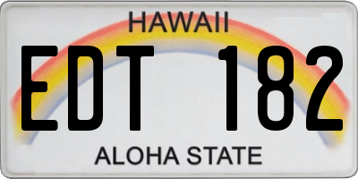 HI license plate EDT182