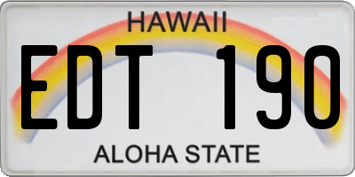 HI license plate EDT190
