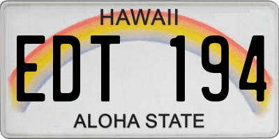 HI license plate EDT194