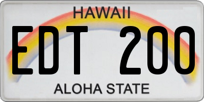 HI license plate EDT200