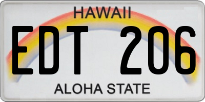 HI license plate EDT206