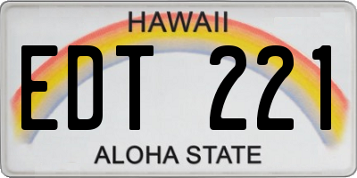 HI license plate EDT221