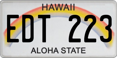 HI license plate EDT223