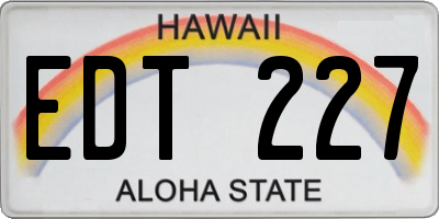 HI license plate EDT227