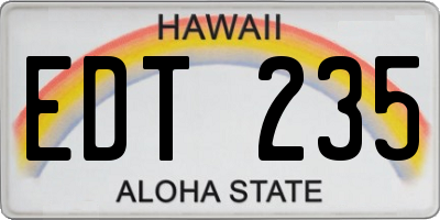 HI license plate EDT235