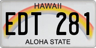 HI license plate EDT281