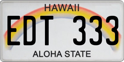 HI license plate EDT333