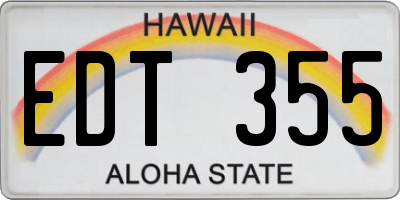 HI license plate EDT355