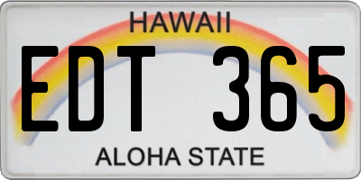 HI license plate EDT365