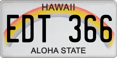 HI license plate EDT366